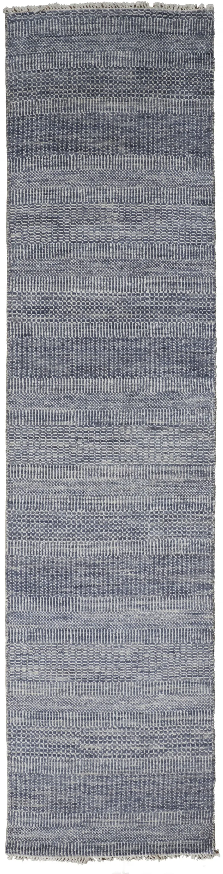 10' Wool Striped Hand Knotted Runner Rug Photo 1