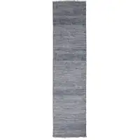 Photo of 10' Wool Striped Hand Knotted Runner Rug