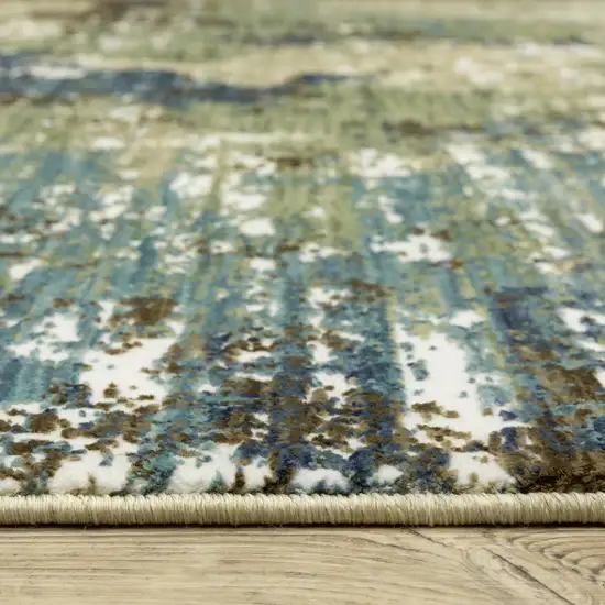 8' Blue And Green Abstract Runner Rug Photo 6