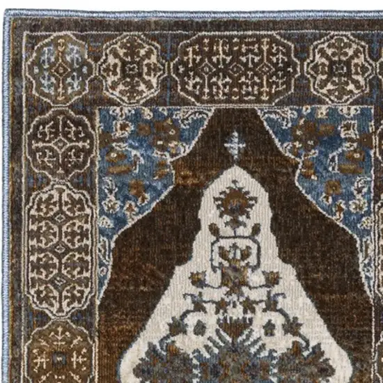 8' Blue And Green Medallion Runner Rug Photo 6