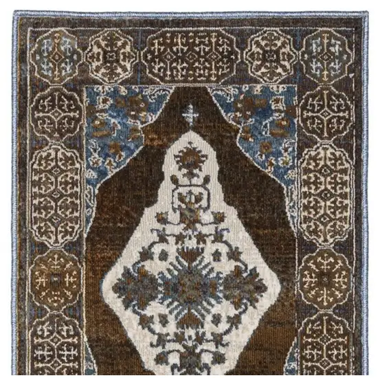 8' Blue And Green Medallion Runner Rug Photo 4