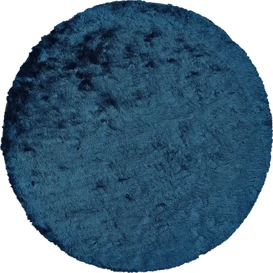 8' Blue And Green Round Shag Tufted Handmade Area Rug Photo 1