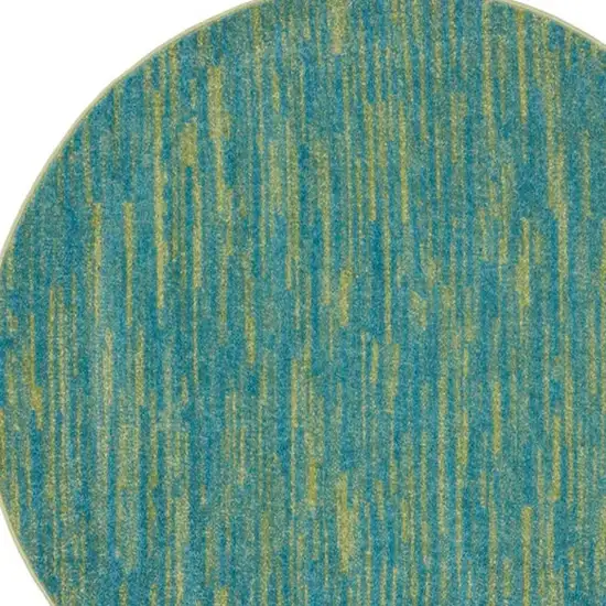 4' Blue And Green Round Striped Non Skid Indoor Outdoor Area Rug Photo 5