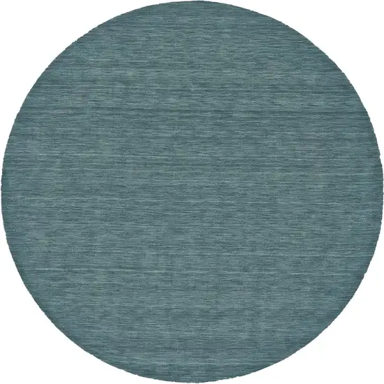 8' Blue And Green Round Wool Hand Woven Stain Resistant Area Rug Photo 1