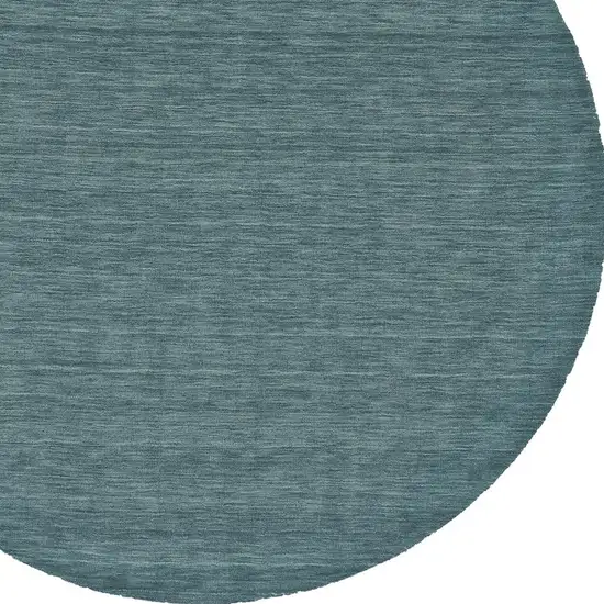 8' Blue And Green Round Wool Hand Woven Stain Resistant Area Rug Photo 3