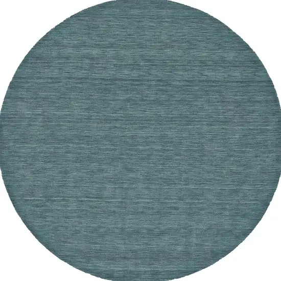 8' Blue And Green Round Wool Hand Woven Stain Resistant Area Rug Photo 4