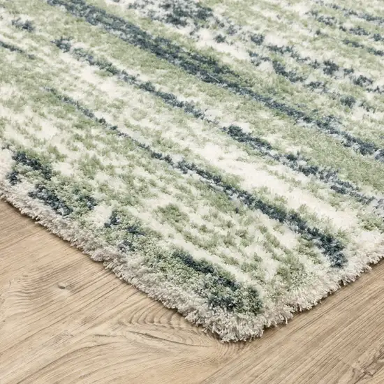 8' Blue And Green Striped Runner Rug Photo 9