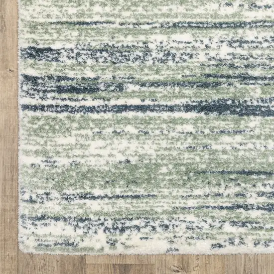 8' Blue And Green Striped Runner Rug Photo 5