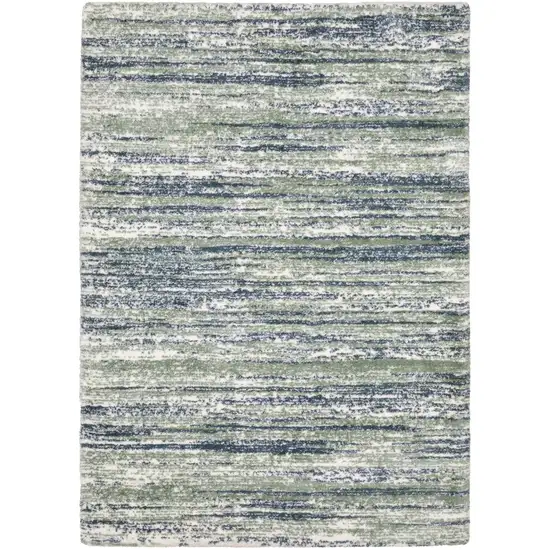 8' Blue And Green Striped Runner Rug Photo 2