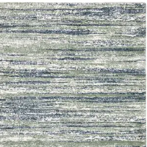 Photo of 8' Blue And Green Striped Runner Rug