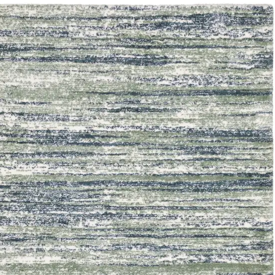 8' Blue And Green Striped Runner Rug Photo 6