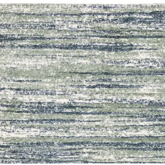 8' Blue And Green Striped Runner Rug Photo 7