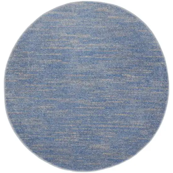 4' Blue And Grey Round Striped Non Skid Indoor Outdoor Area Rug Photo 3