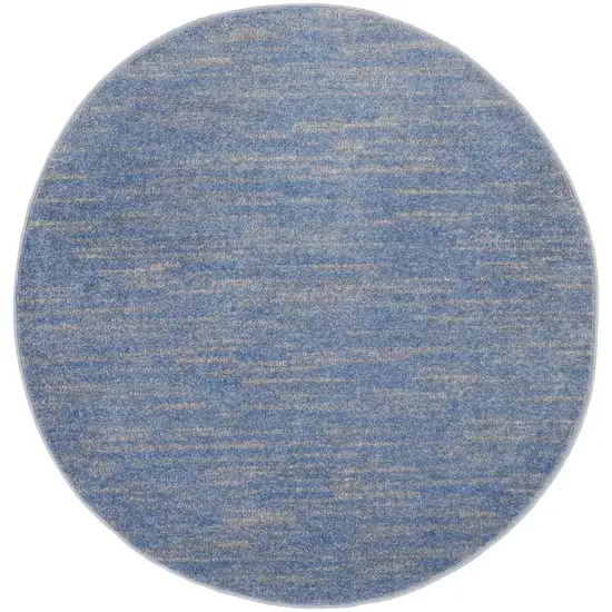 4' Blue And Grey Round Striped Non Skid Indoor Outdoor Area Rug Photo 1