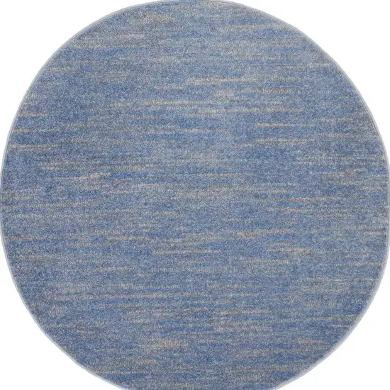 4' Blue And Grey Round Striped Non Skid Indoor Outdoor Area Rug Photo 4