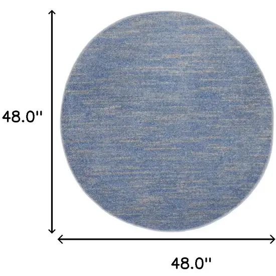 4' Blue And Grey Round Striped Non Skid Indoor Outdoor Area Rug Photo 6