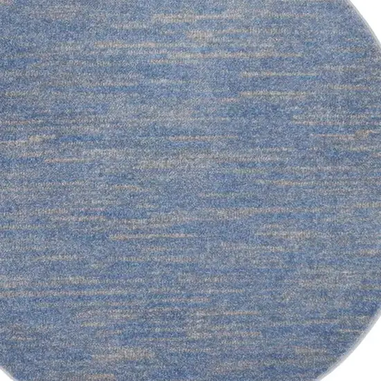 4' Blue And Grey Round Striped Non Skid Indoor Outdoor Area Rug Photo 5