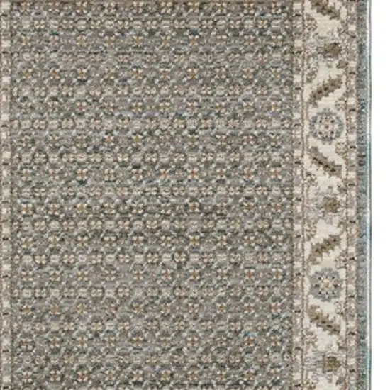 12' Blue And Ivory Oriental Runner Rug Photo 9