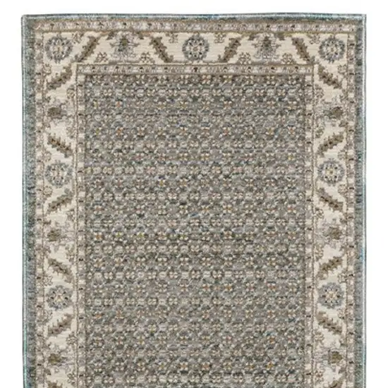 12' Blue And Ivory Oriental Runner Rug Photo 4