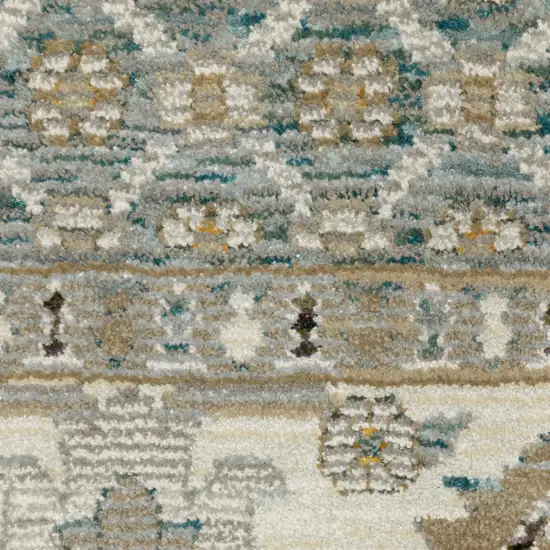 12' Blue And Ivory Oriental Runner Rug Photo 7