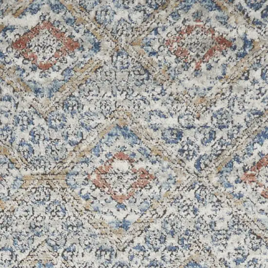 8' Blue And Ivory Southwestern Power Loom Non Skid Runner Rug Photo 3