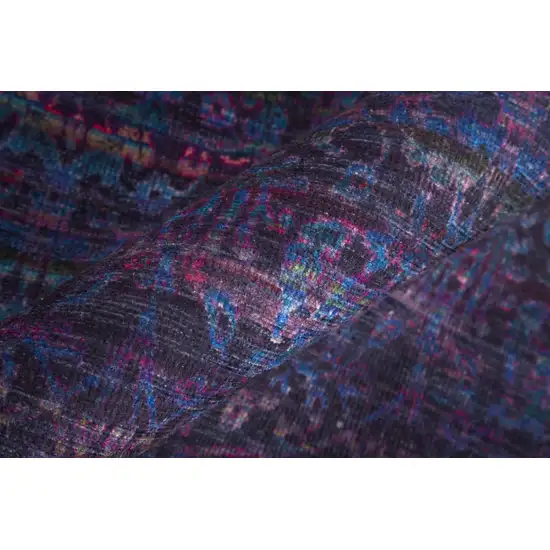 8' Blue And Purple Striped Power Loom Runner Rug Photo 3