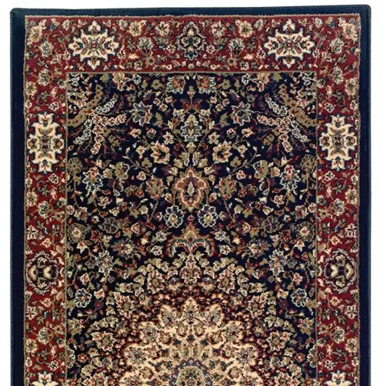 8' Blue And Red Oriental Runner Rug Photo 5