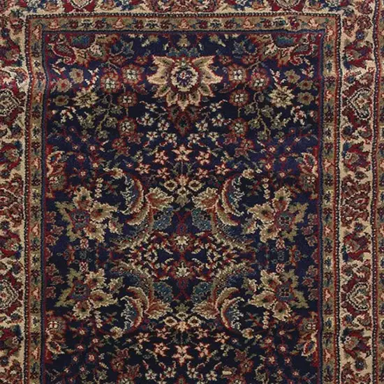 9' Blue And Red Oriental Runner Rug Photo 4