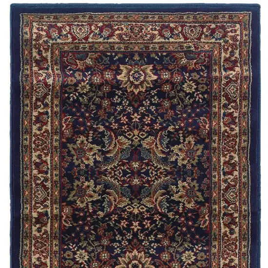 9' Blue And Red Oriental Runner Rug Photo 5