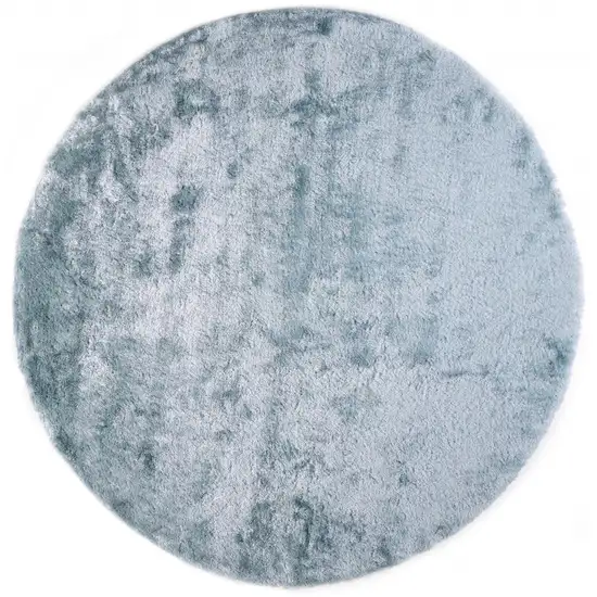 8' Blue And Silver Round Shag Tufted Handmade Area Rug Photo 1