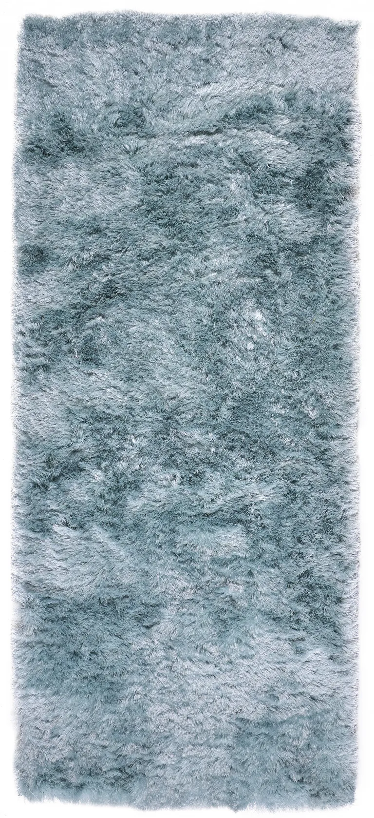 6' Blue And Silver Shag Tufted Handmade Runner Rug Photo 1