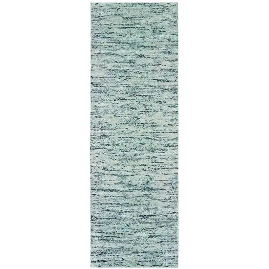 8' Blue And Teal Hand Tufted Runner Rug Photo 4