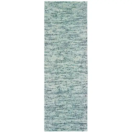 8' Blue And Teal Hand Tufted Runner Rug Photo 2