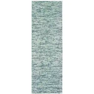 Photo of 8' Blue And Teal Hand Tufted Runner Rug