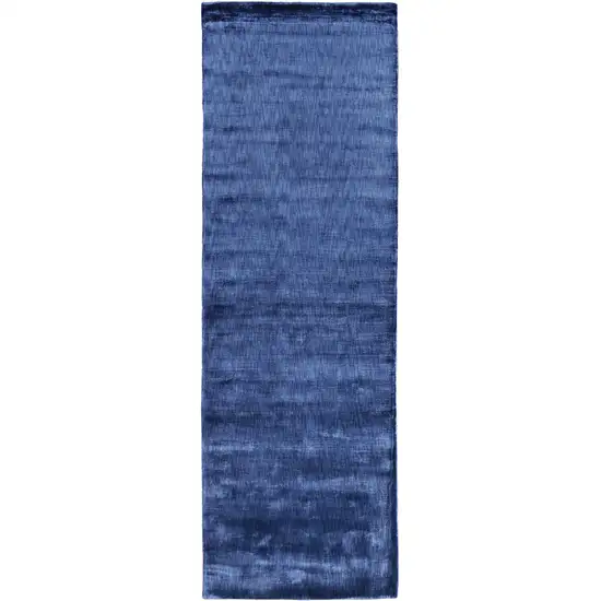 8' Blue Chevron Hand Woven Runner Rug Photo 2