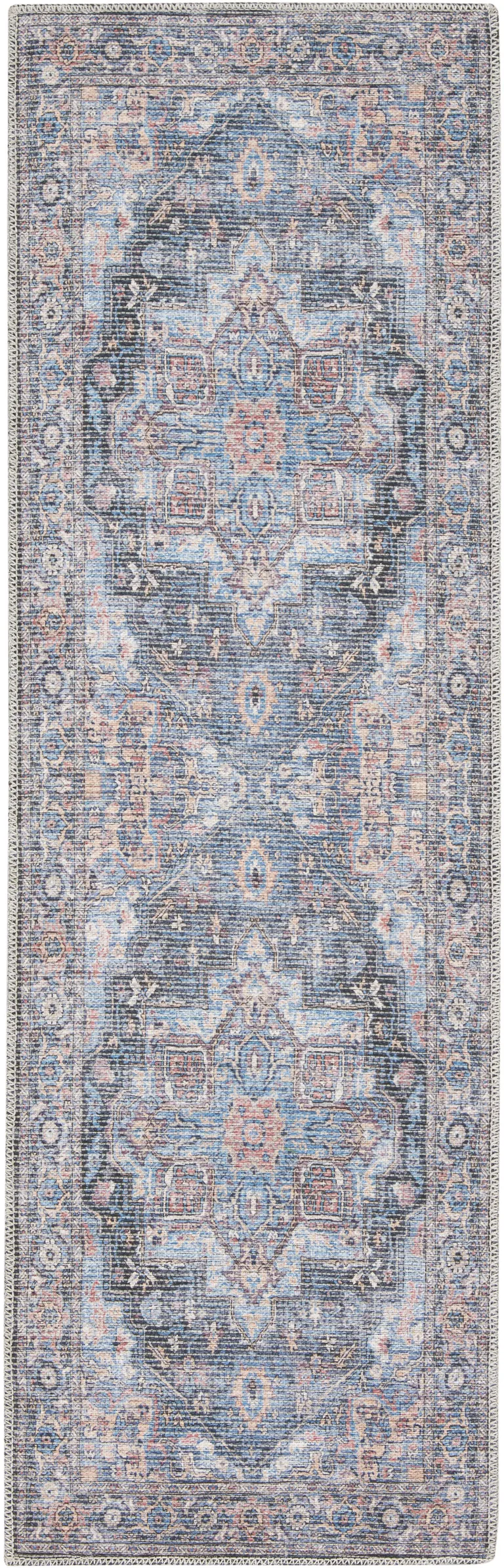 10' Floral Power Loom Distressed Washable Runner Rug Photo 2