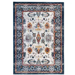 Photo of 10' Blue Floral Power Loom Runner Rug