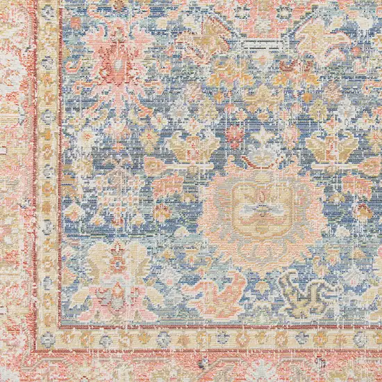 8' Blue Floral Power Loom Runner Rug Photo 5