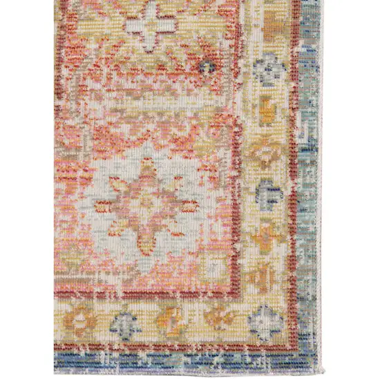 8' Blue Floral Power Loom Runner Rug Photo 2