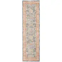 Photo of 8' Blue Floral Power Loom Runner Rug