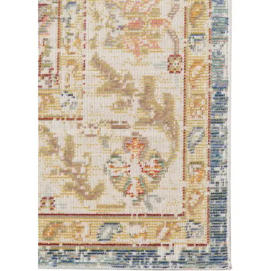 8' Blue Floral Power Loom Runner Rug Photo 2