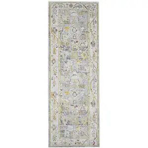 Photo of 8' Blue Floral Power Loom Runner Rug