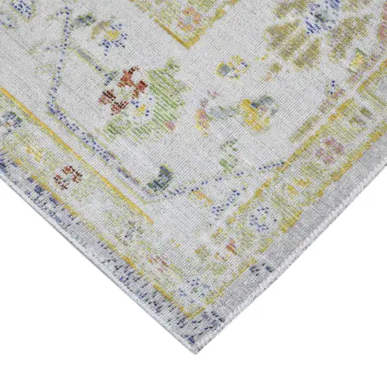 8' Blue Floral Power Loom Runner Rug Photo 5