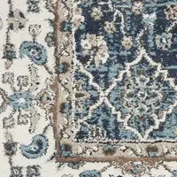 Photo of 8' Blue Floral Power Loom Runner Rug