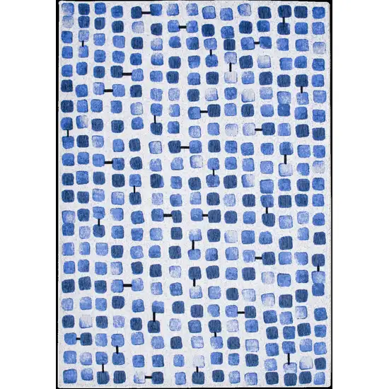 10' Blue Geometric Non Skid Area Rug Photo 2