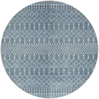 Photo of 4' Blue Geometric Power Loom Round Rug