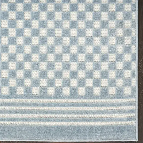 6' Blue Geometric Runner Rug Photo 8