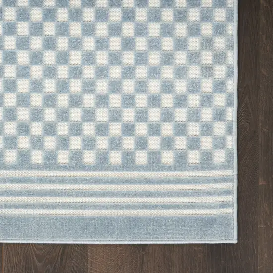 6' Blue Geometric Runner Rug Photo 4