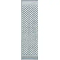 Photo of 6' Blue Geometric Runner Rug