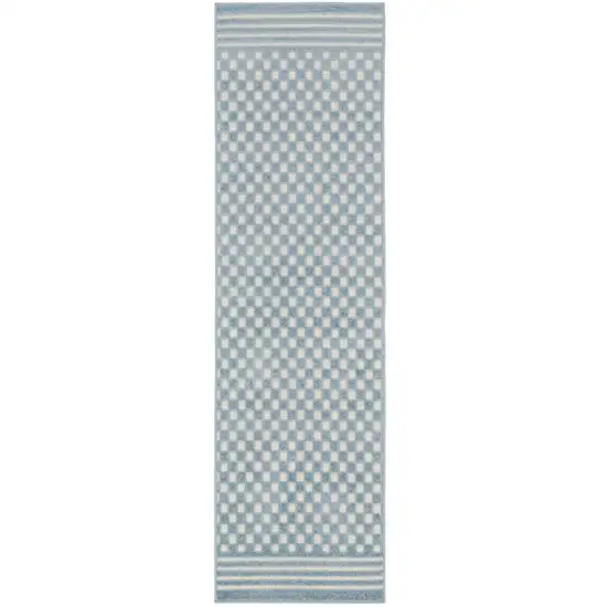 6' Blue Geometric Runner Rug Photo 1